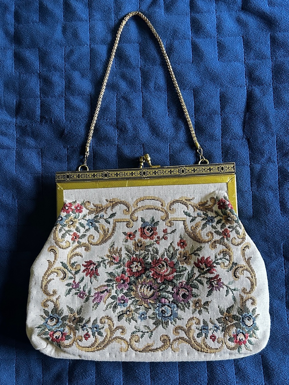 Vintage Floral Tapestry Evening Bag
